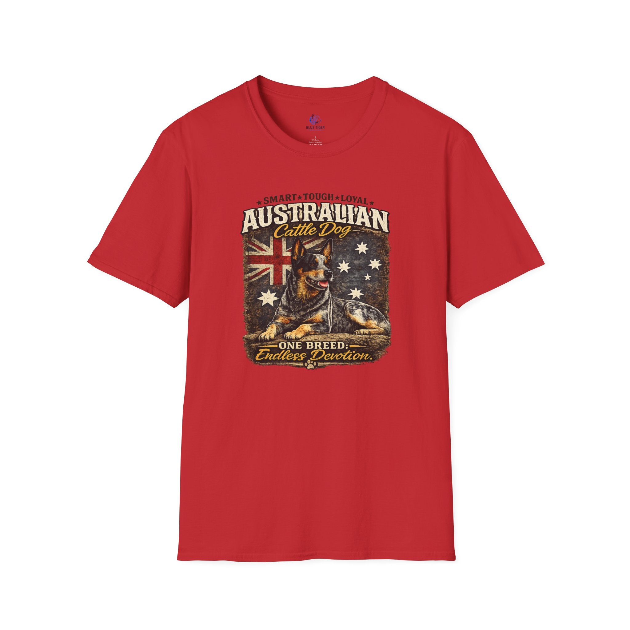 Australian Cattle Dog T-Shirt – 'Smart • Tough • Loyal' Vintage Patriotic Design