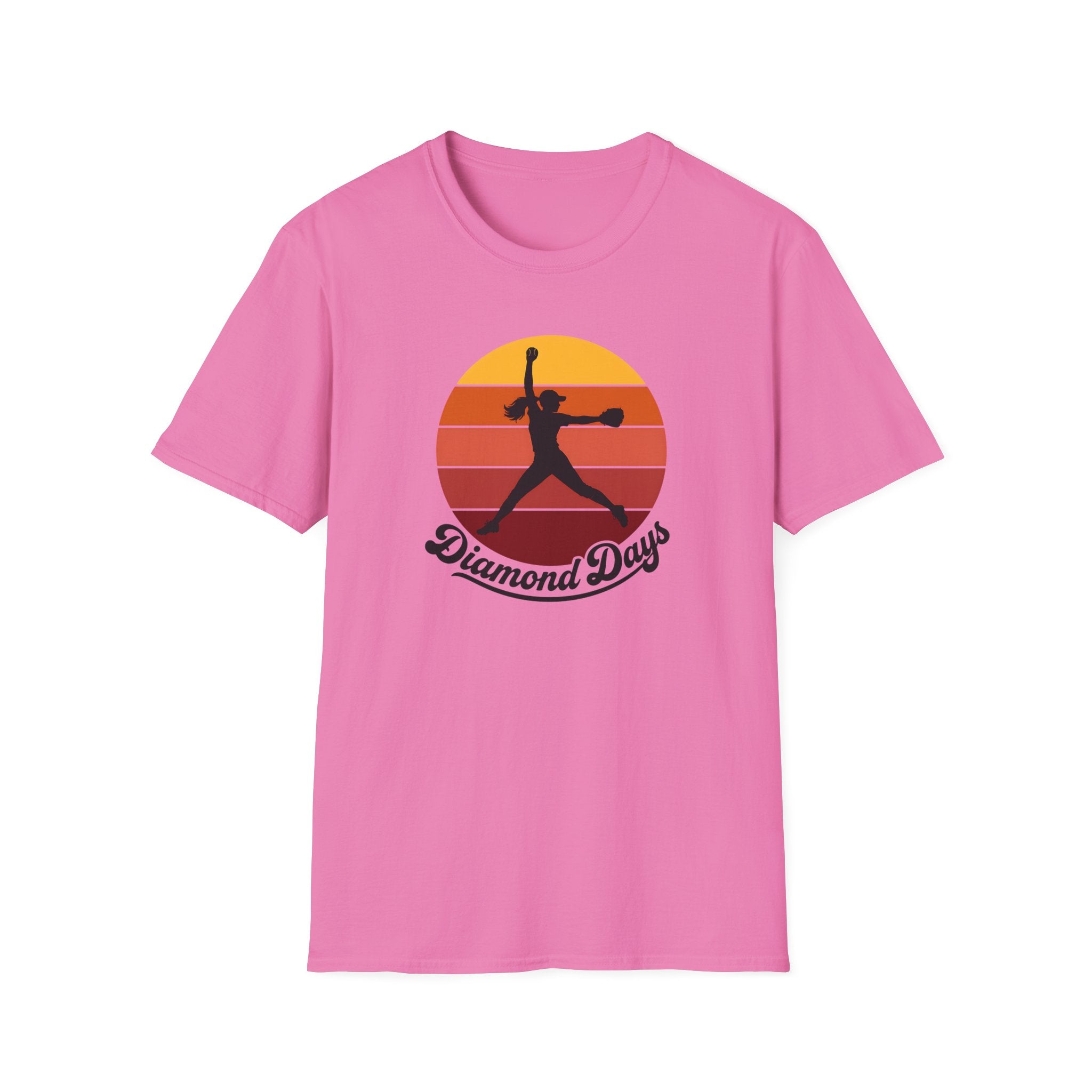 Diamond Days Softball T-Shirt — Vintage Sunset Pitcher Tee