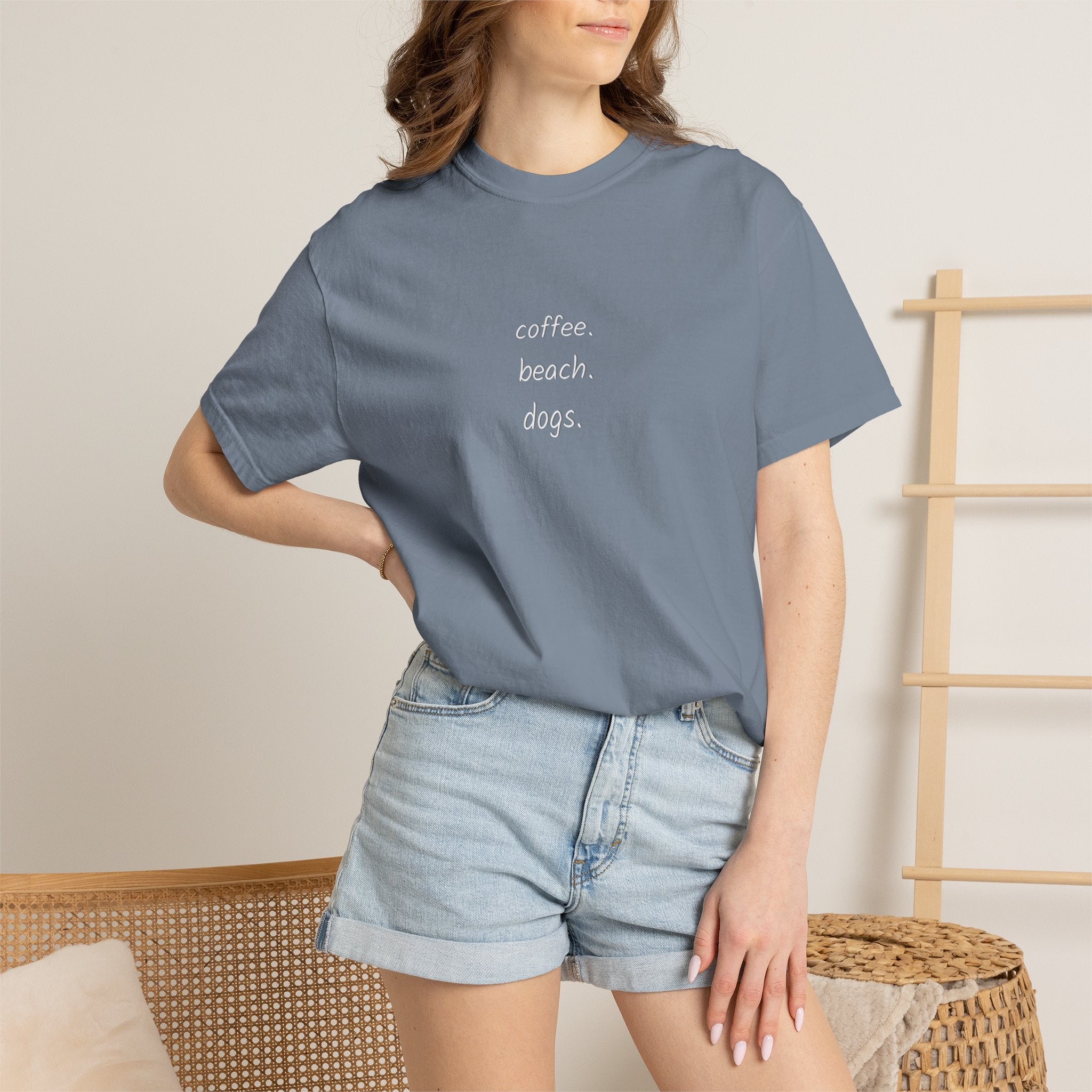 Coffee Beach Dogs T-Shirt — Casual Vacation Graphic Tee