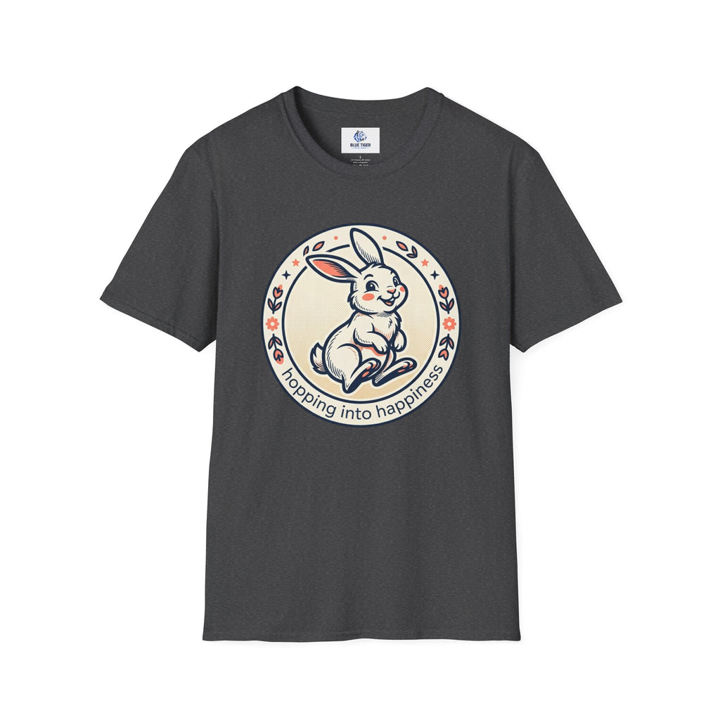 T-Shirt — 'Hopping Into Happiness' Cute Bunny Graphic Tee