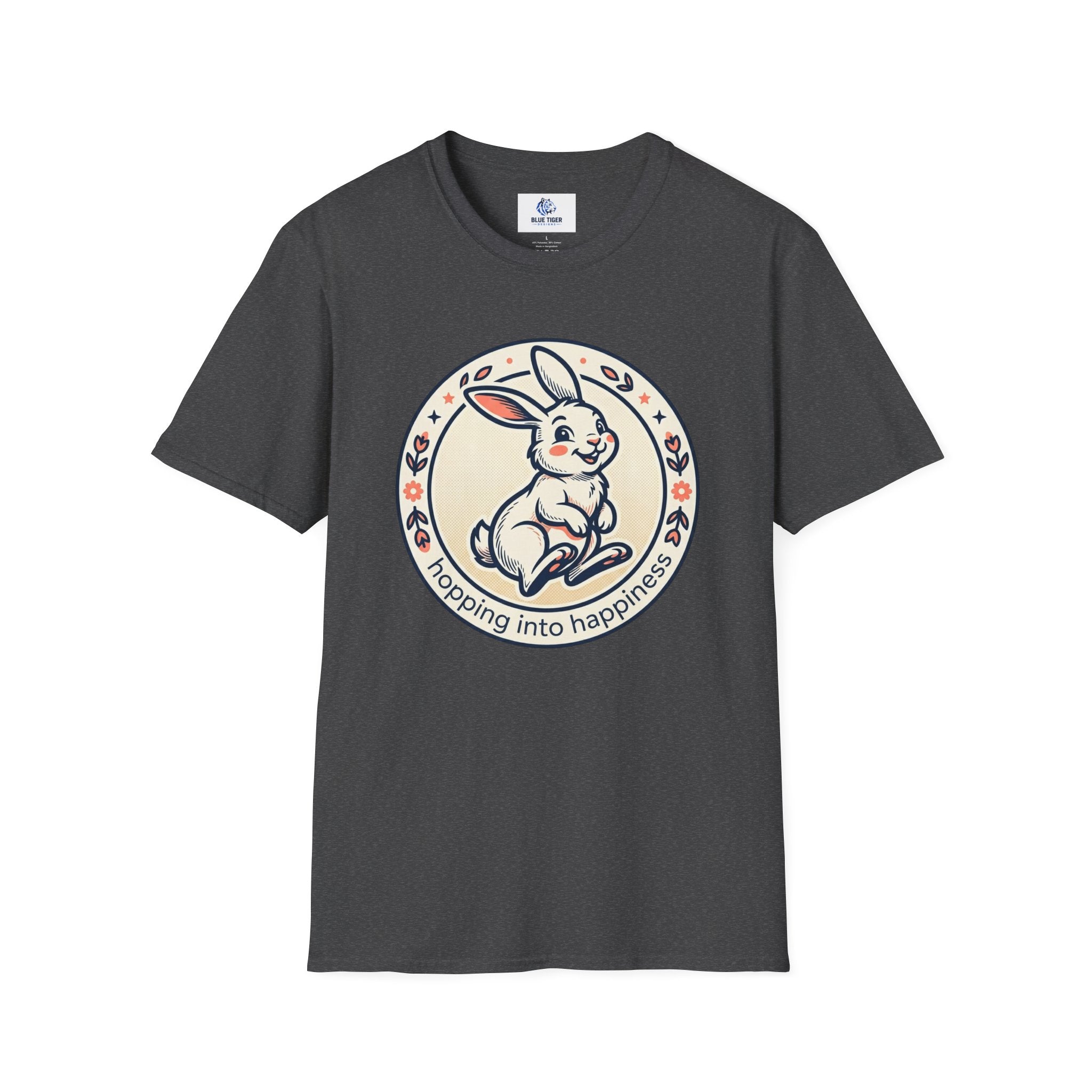 T-Shirt — 'Hopping Into Happiness' Cute Bunny Graphic Tee