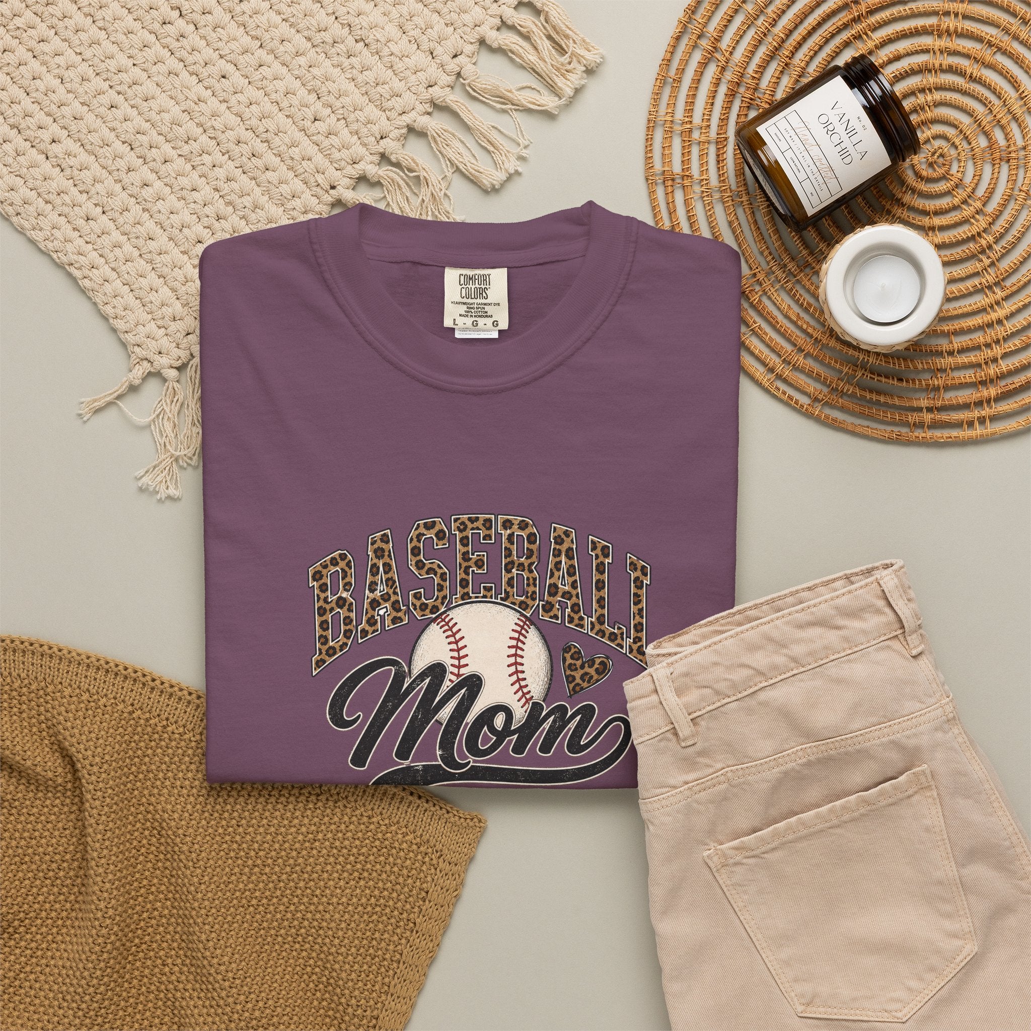 Baseball Mom T-Shirt — Leopard Print Ball Design