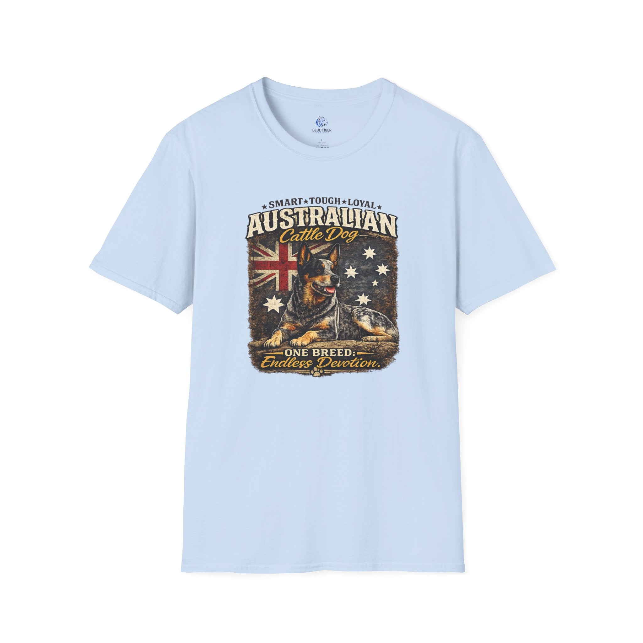 Australian Cattle Dog T-Shirt – 'Smart • Tough • Loyal' Vintage Patriotic Design