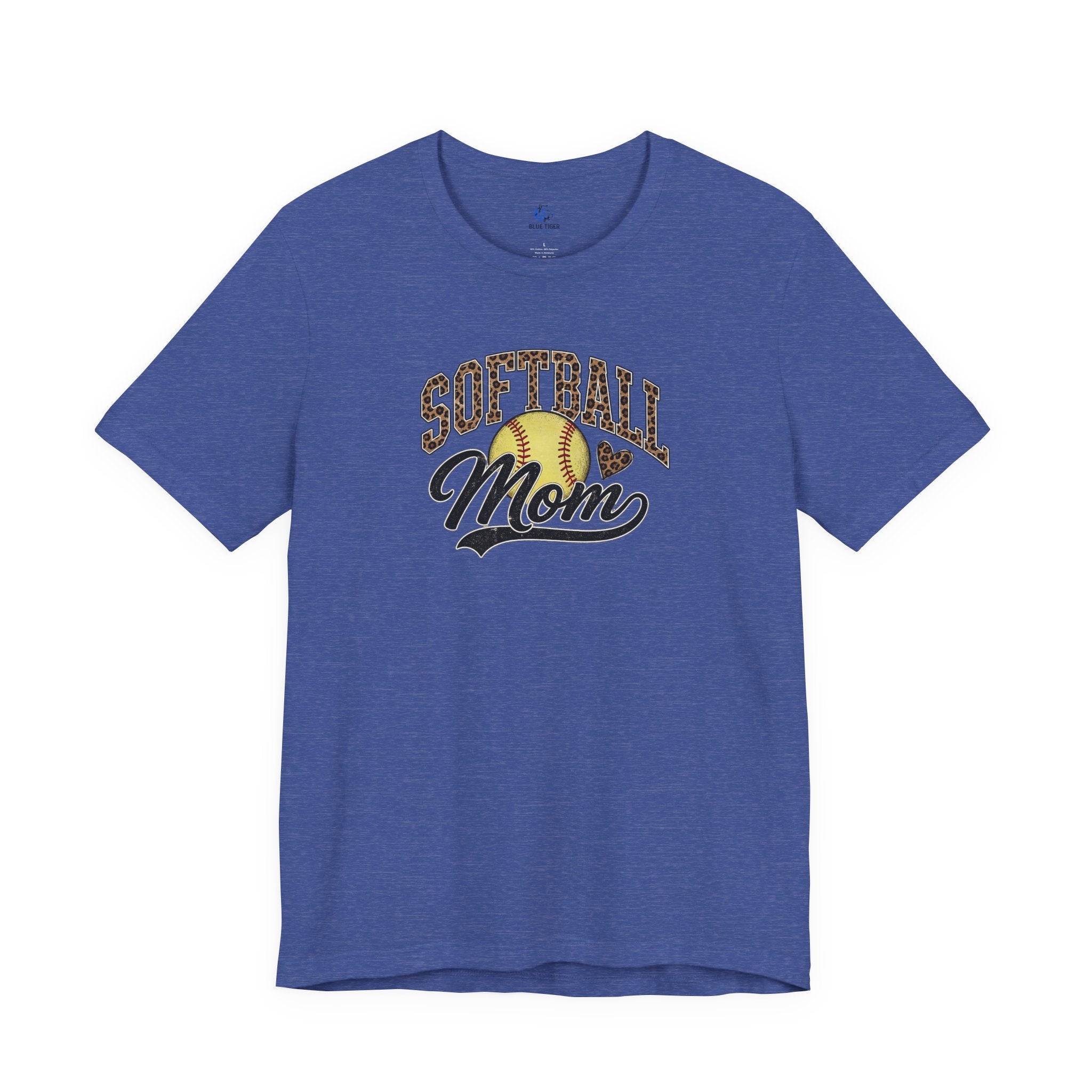 Softball Mom T-Shirt — Leopard Softball Graphic Tee for Proud Moms
