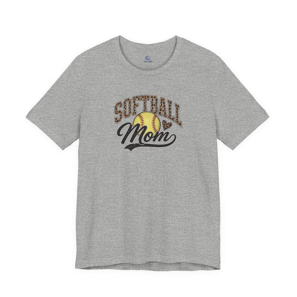 Softball Mom T-Shirt — Leopard Softball Graphic Tee for Proud Moms