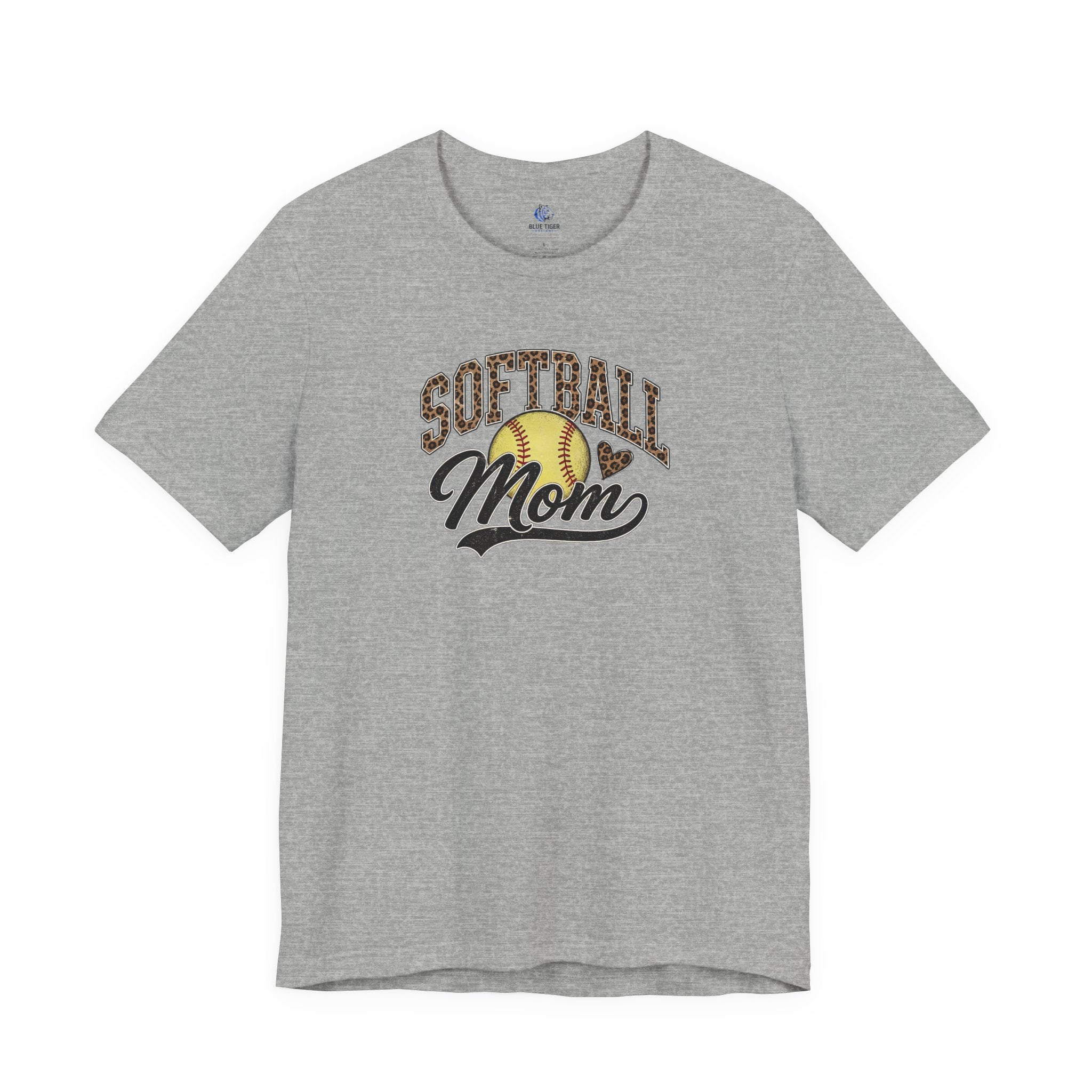 Softball Mom T-Shirt — Leopard Softball Graphic Tee for Proud Moms