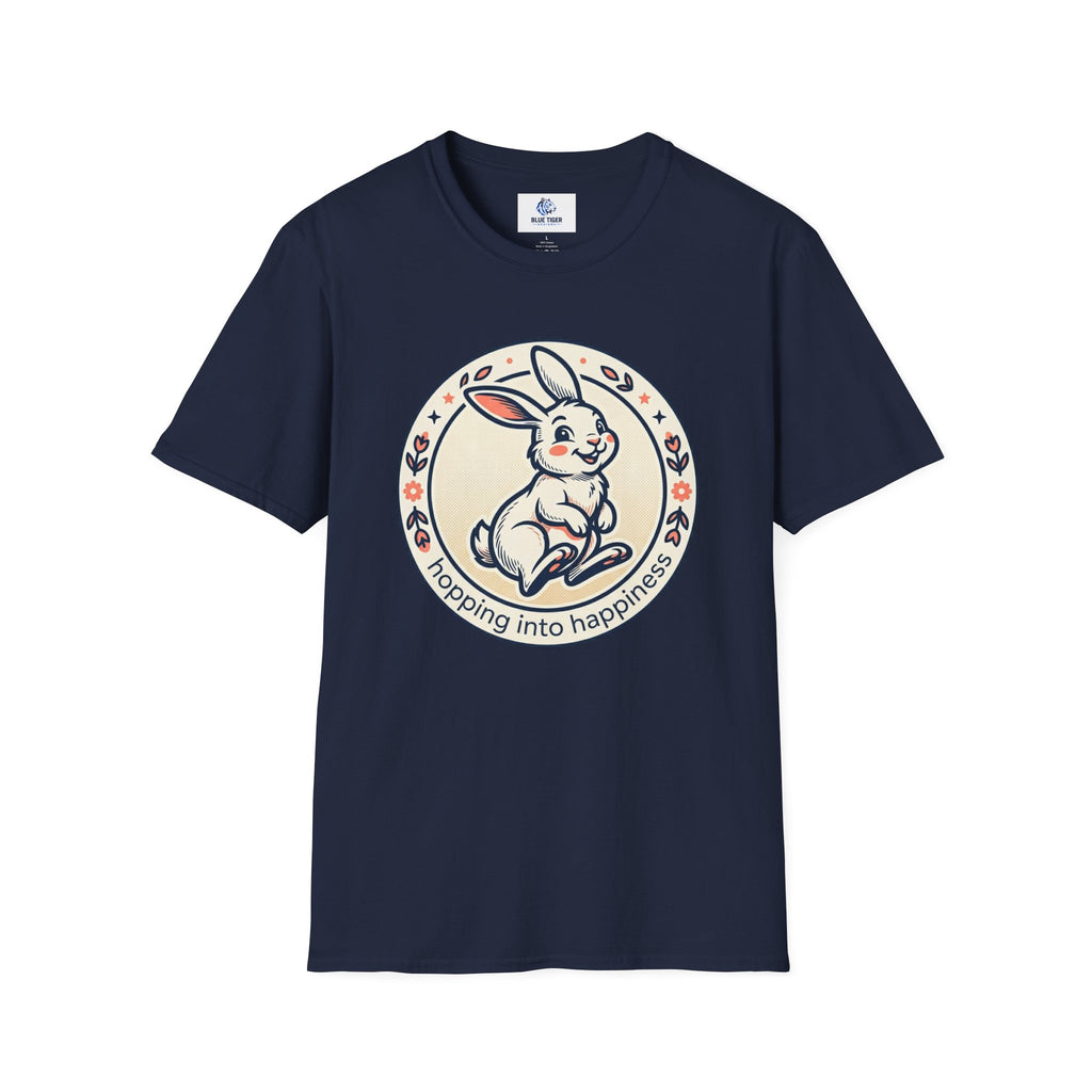 T-Shirt — 'Hopping Into Happiness' Cute Bunny Graphic Tee