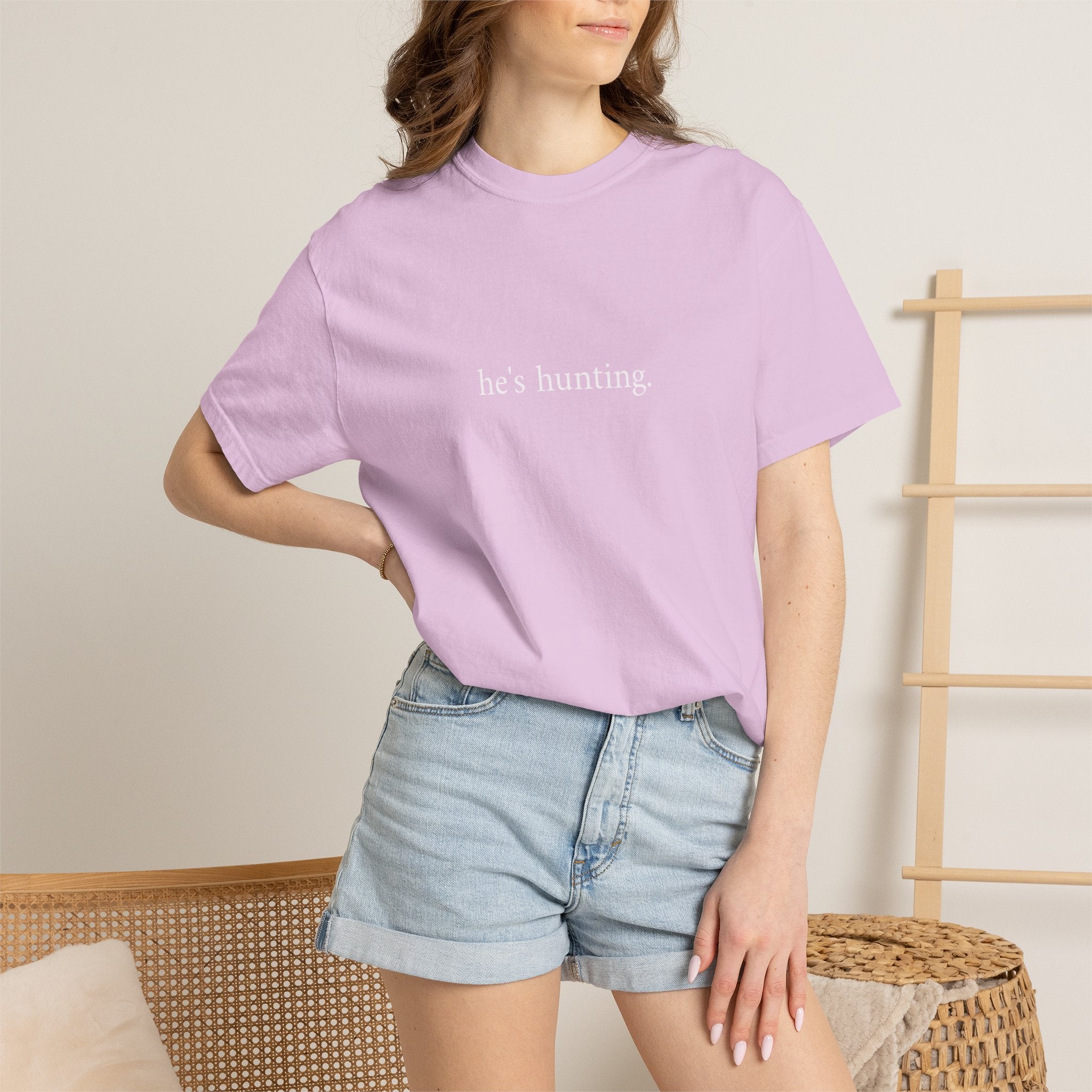 He's Hunting T-Shirt — Minimalist Hunting Tee for Outdoorsmen