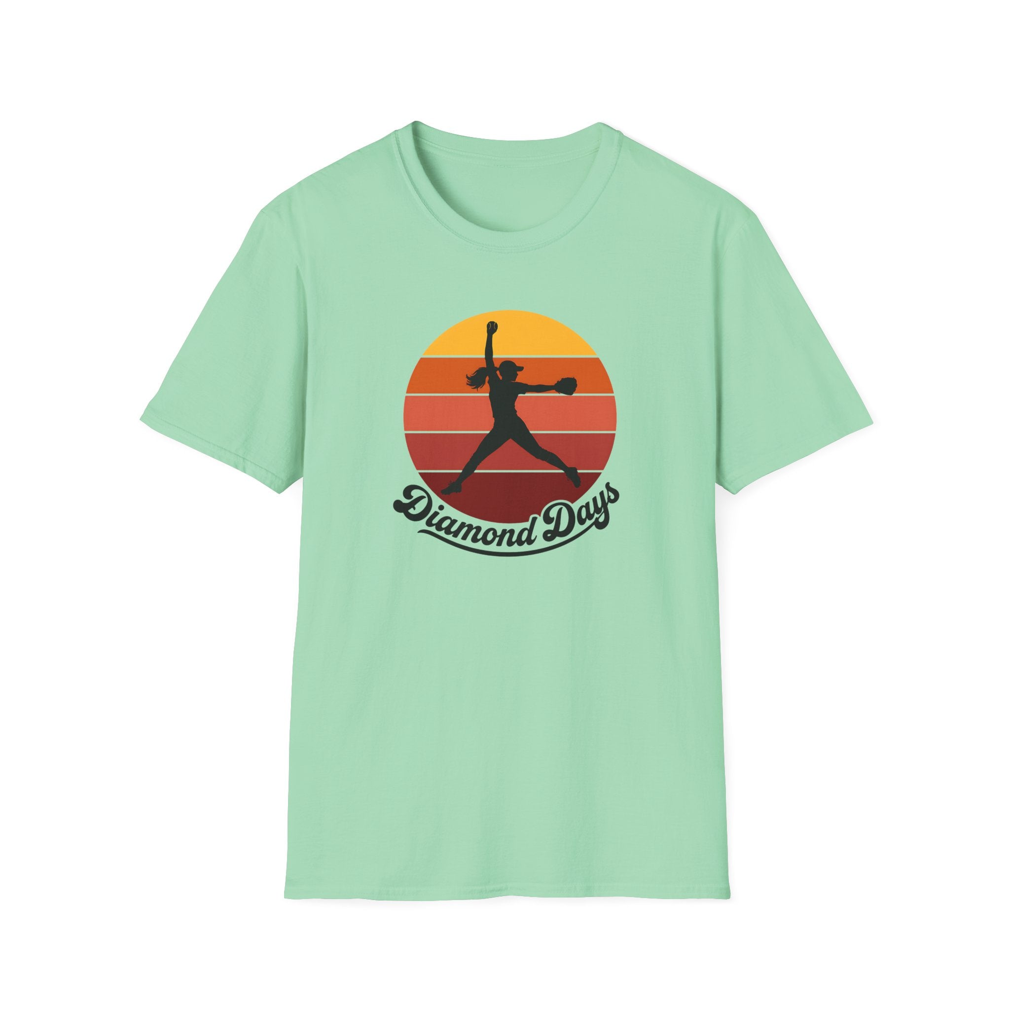 Diamond Days Softball T-Shirt — Vintage Sunset Pitcher Tee