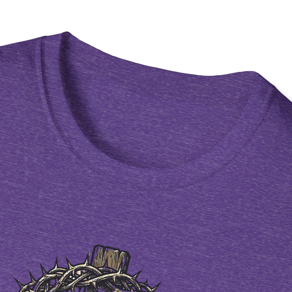 Christian Cross T-Shirt — "He Bore the Crown for Me" Sacred Heart Design