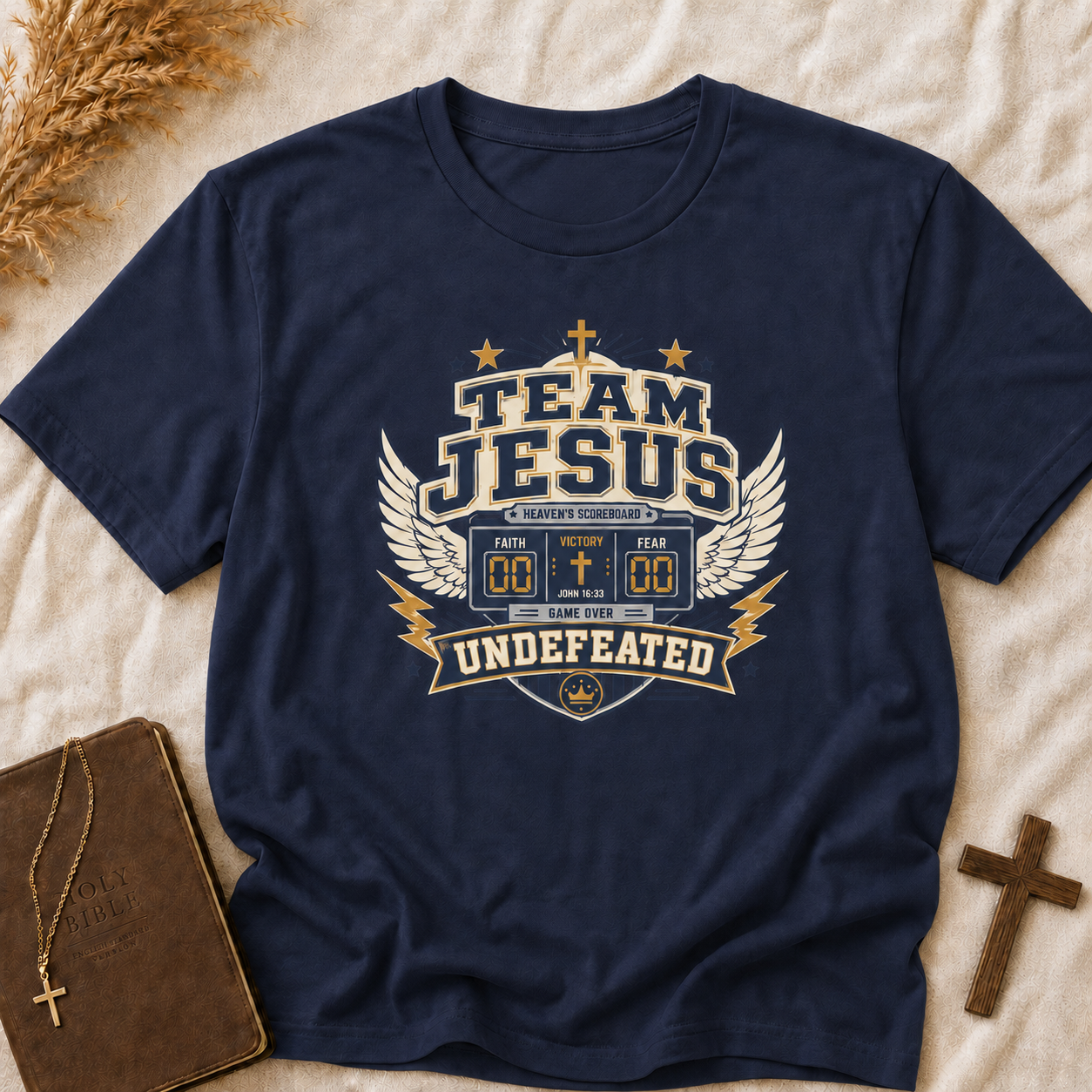 Team Jesus T-Shirt — 'Undefeated' Faith Graphic Christian Tee