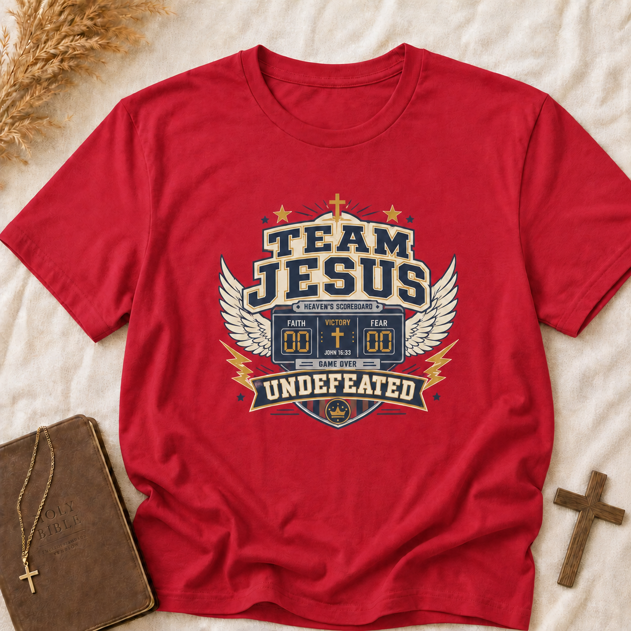 Team Jesus T-Shirt — 'Undefeated' Faith Graphic Christian Tee