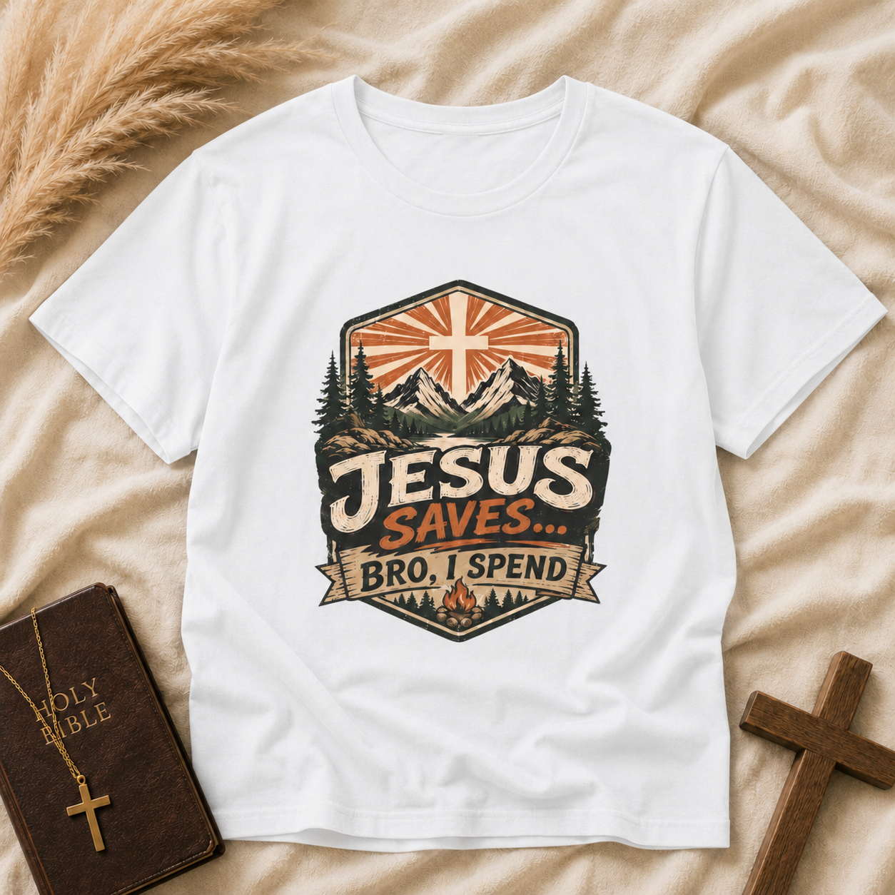 Jesus Saves Vintage Mountain T-Shirt