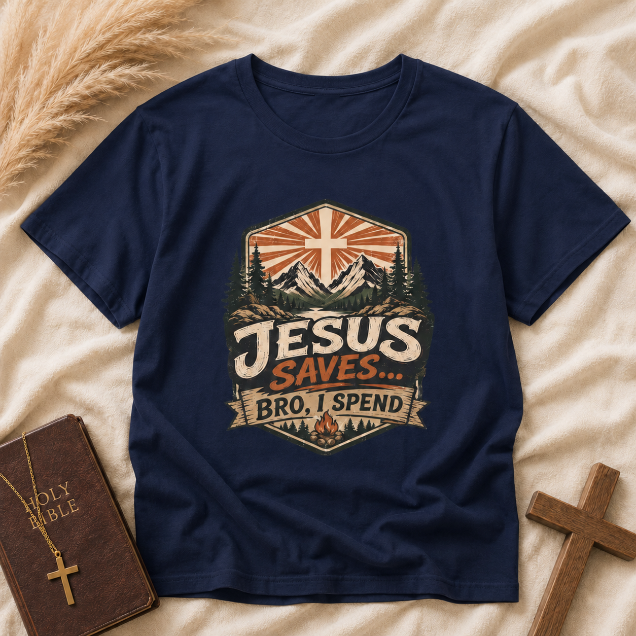 Jesus Saves Vintage Mountain T-Shirt