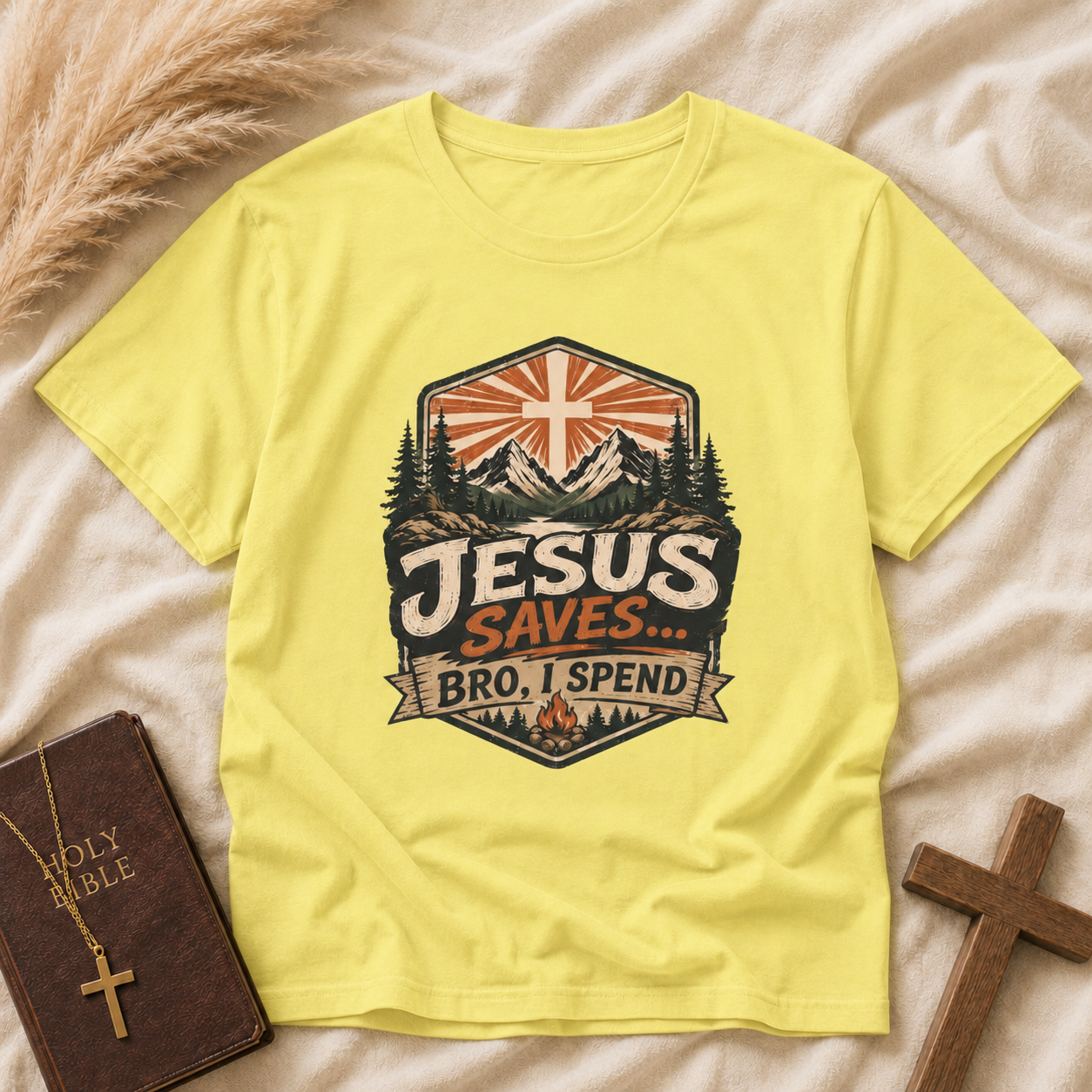 Jesus Saves Vintage Mountain T-Shirt