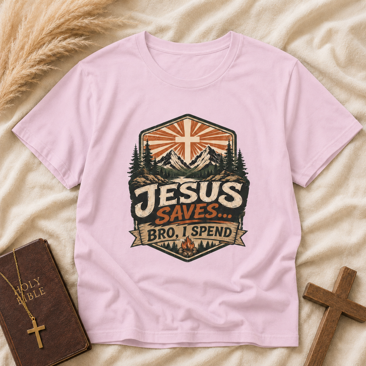 Jesus Saves Vintage Mountain T-Shirt