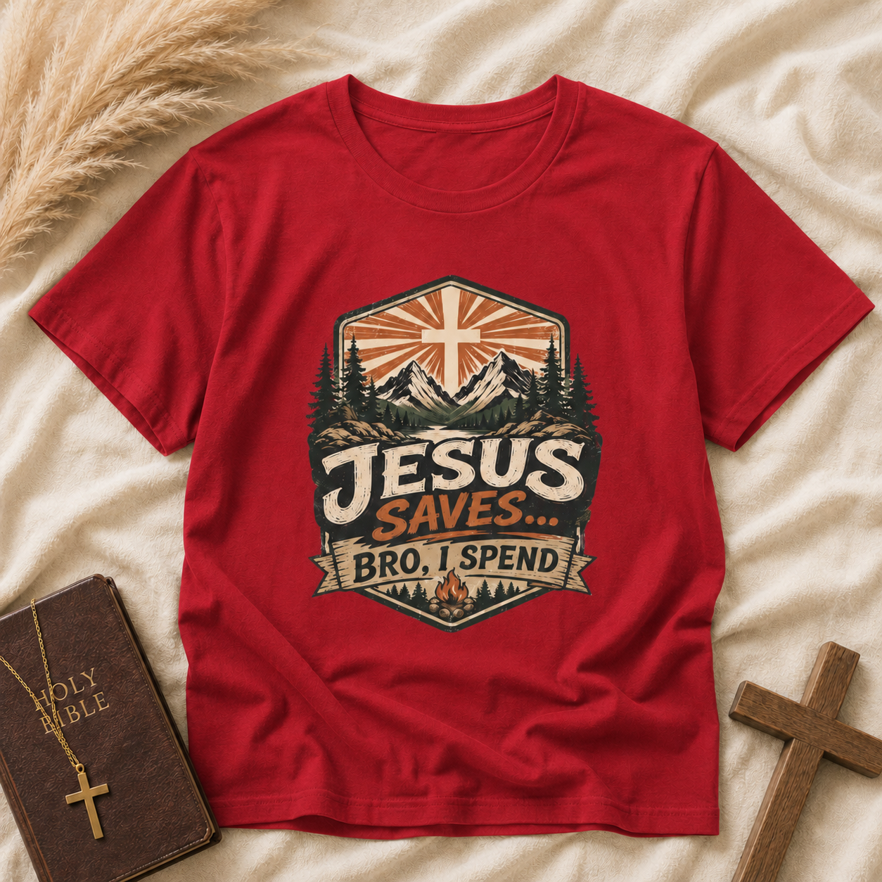 Jesus Saves Vintage Mountain T-Shirt