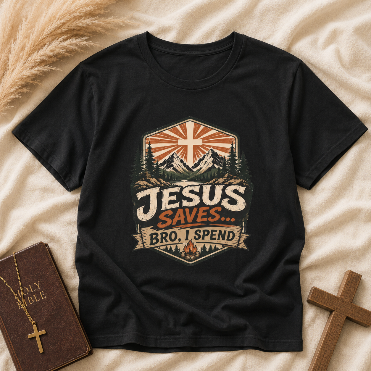 Jesus Saves Vintage Mountain T-Shirt