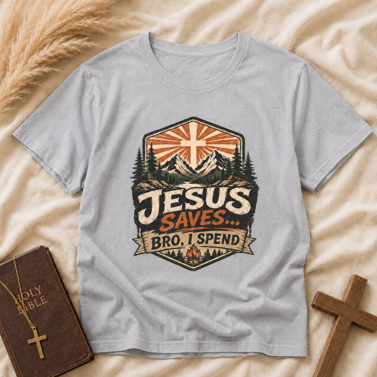 Jesus Saves Vintage Mountain T-Shirt