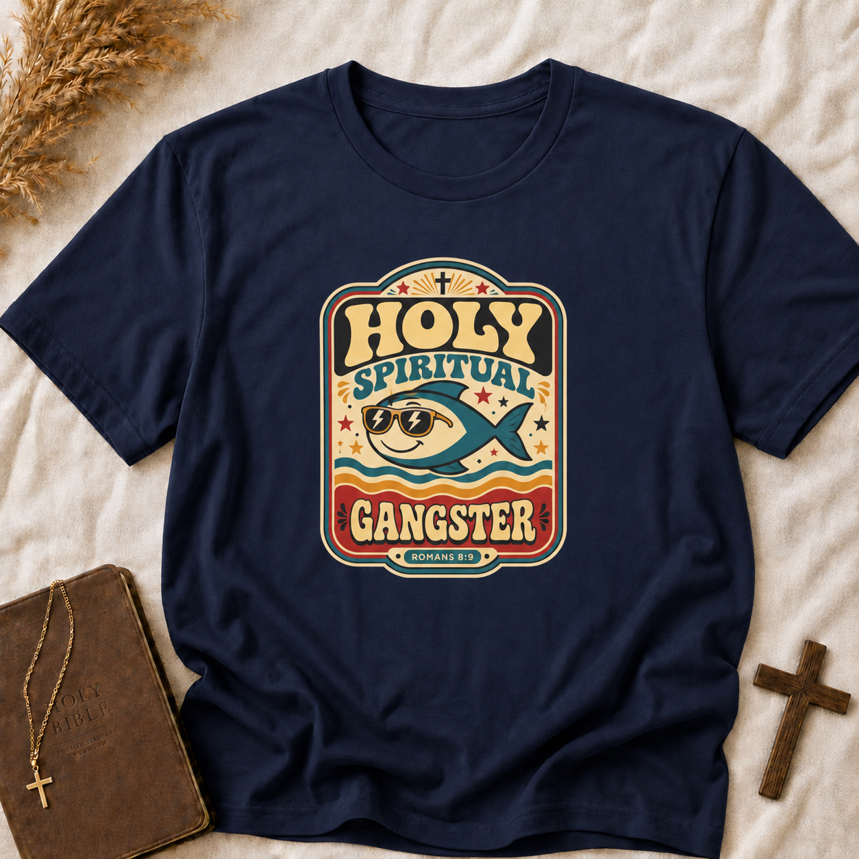 Holy Spiritual Gangster T-Shirt — Retro Faith Fish Graphic Tee