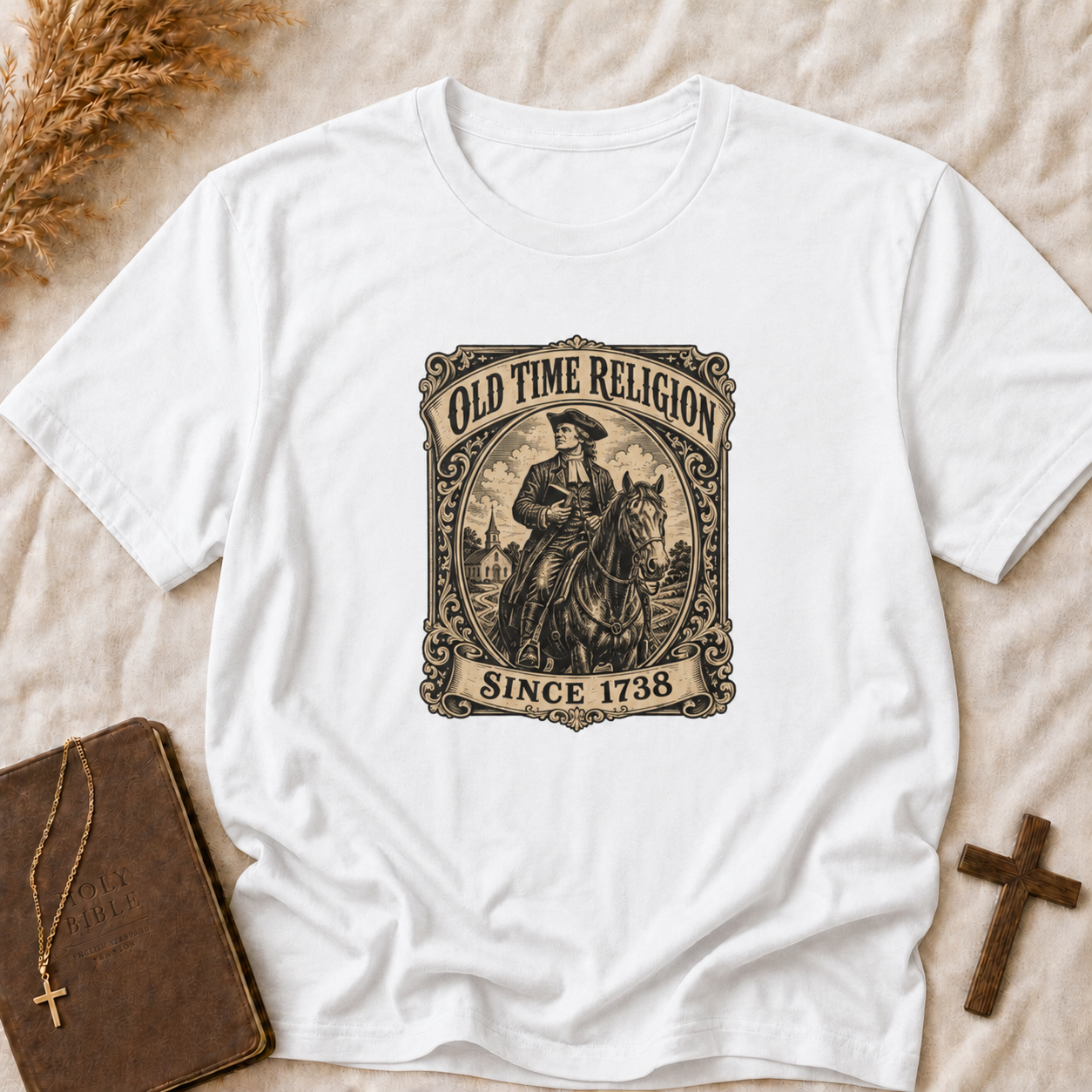 Old Time Religion Graphic T-Shirt — Vintage Revival Faith Design