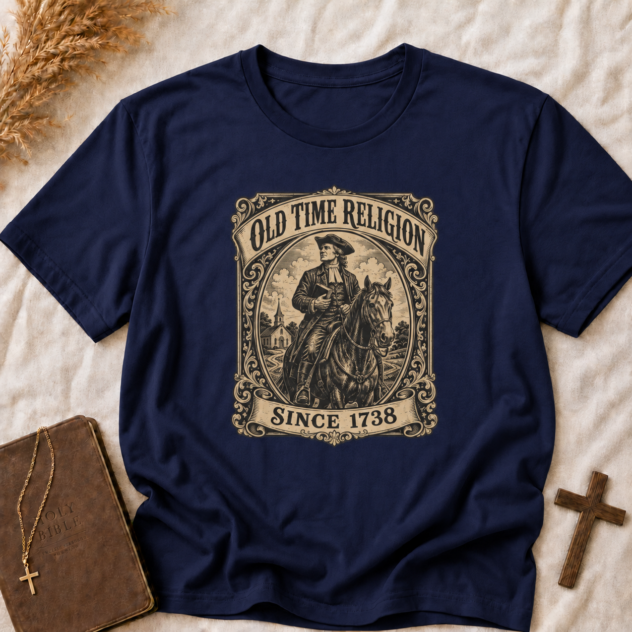 Old Time Religion Graphic T-Shirt — Vintage Revival Faith Design
