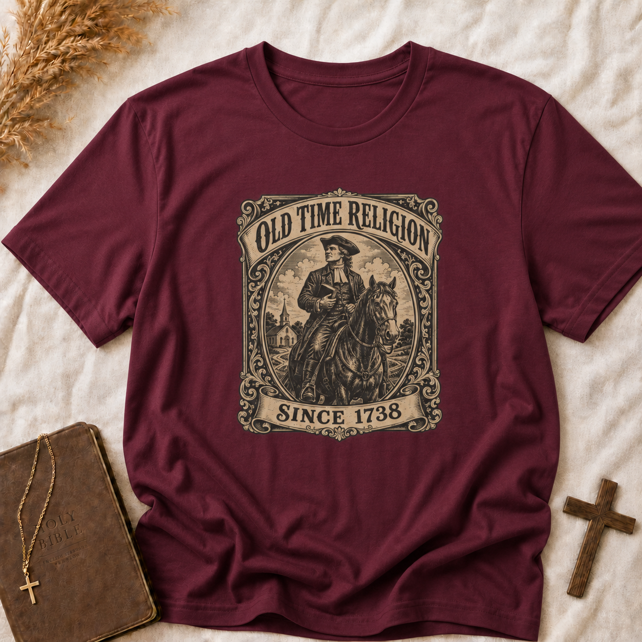 Old Time Religion Graphic T-Shirt — Vintage Revival Faith Design