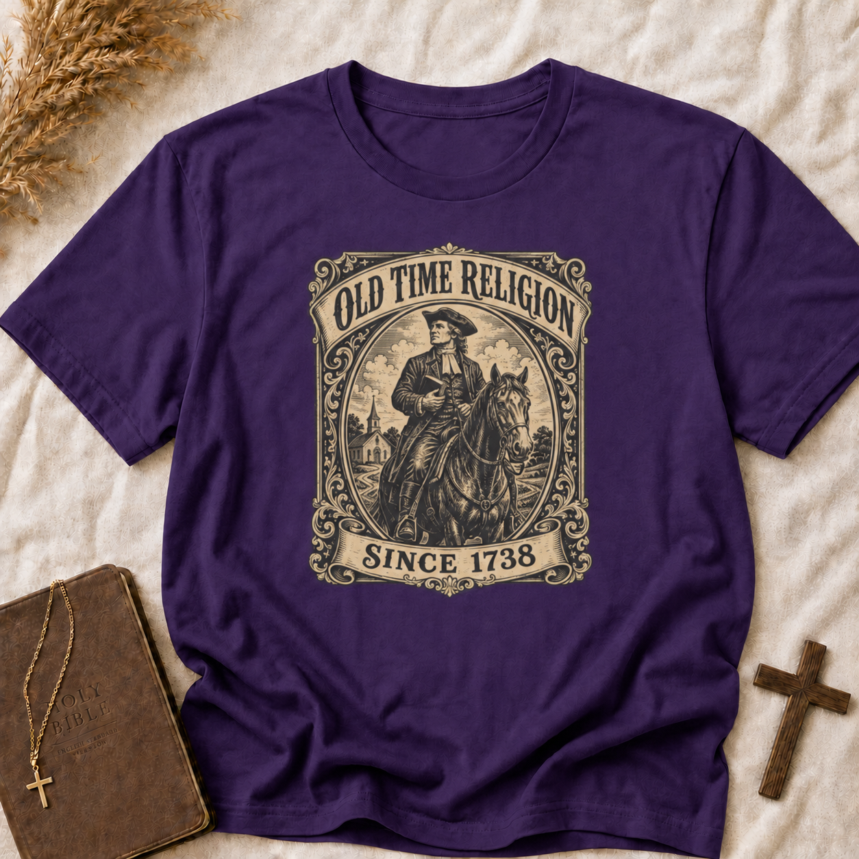 Old Time Religion Graphic T-Shirt — Vintage Revival Faith Design