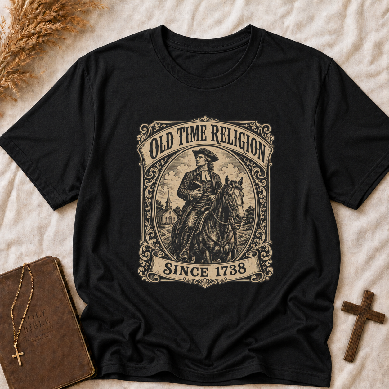 Old Time Religion Graphic T-Shirt — Vintage Revival Faith Design