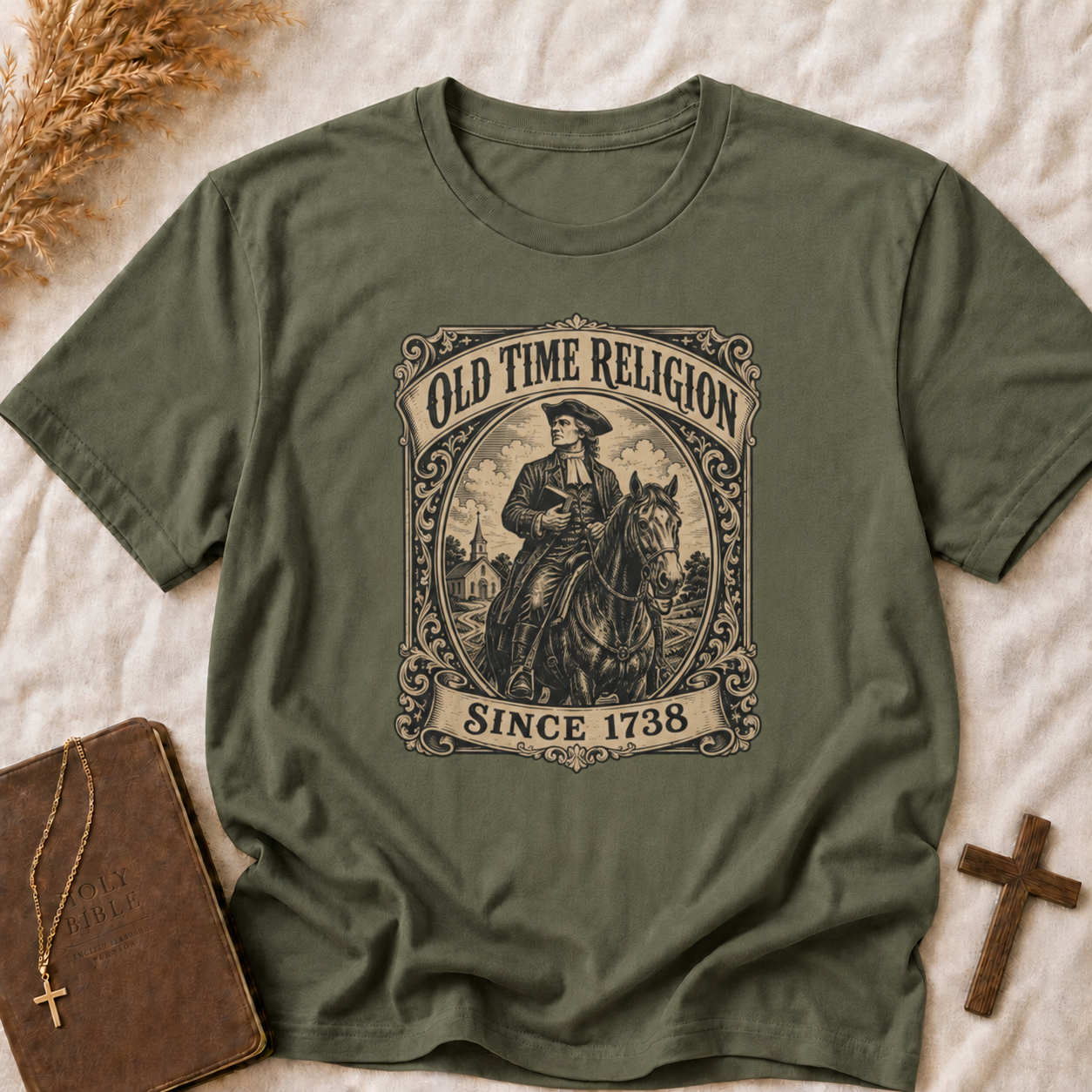 Old Time Religion Graphic T-Shirt — Vintage Revival Faith Design