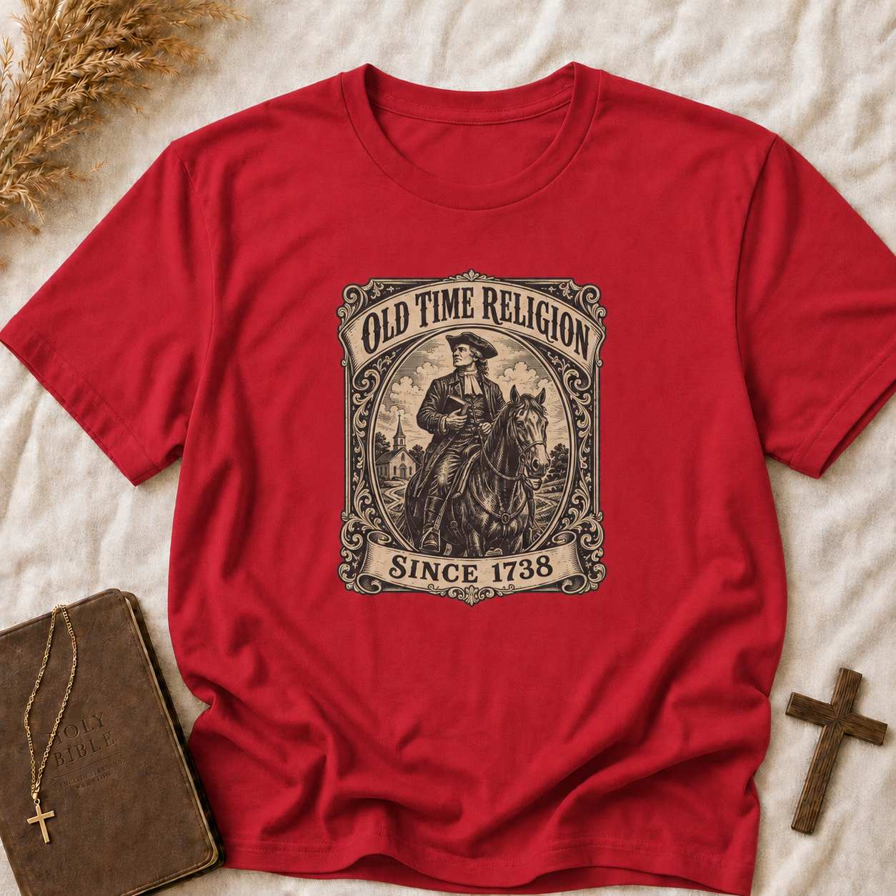 Old Time Religion Graphic T-Shirt — Vintage Revival Faith Design