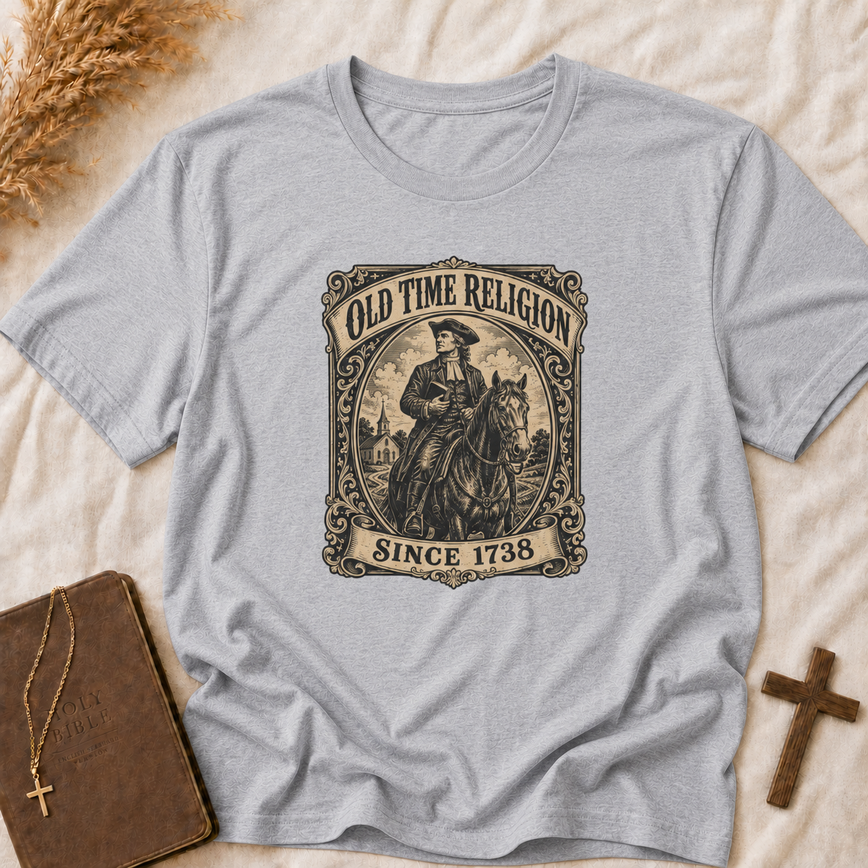 Old Time Religion Graphic T-Shirt — Vintage Revival Faith Design