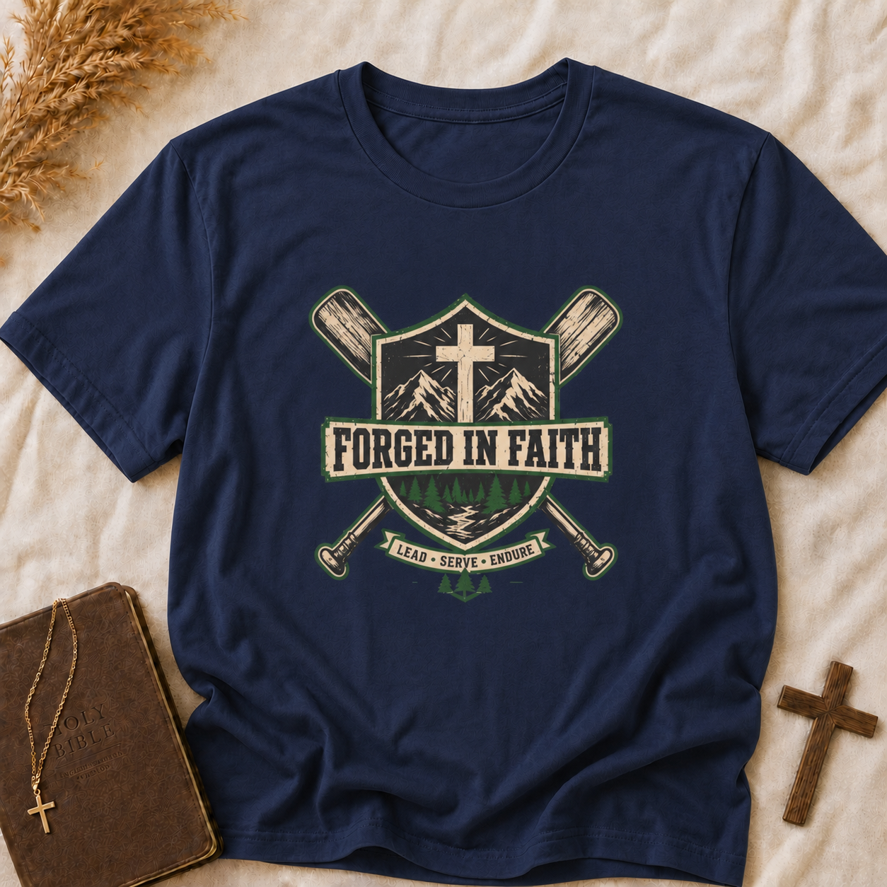 Forged in Faith Tee — Christian Outdoor Cross T-Shirt