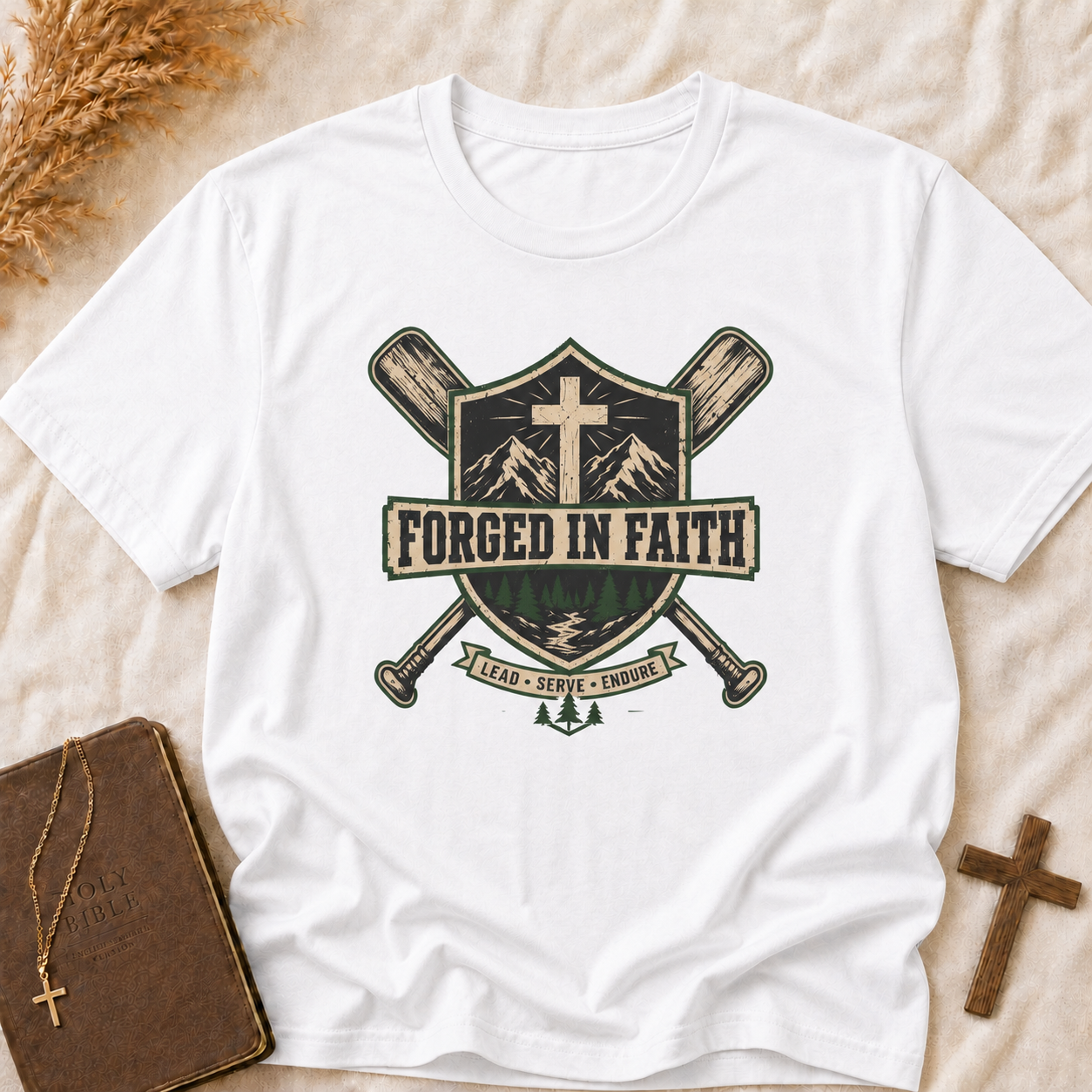 Forged in Faith Tee — Christian Outdoor Cross T-Shirt