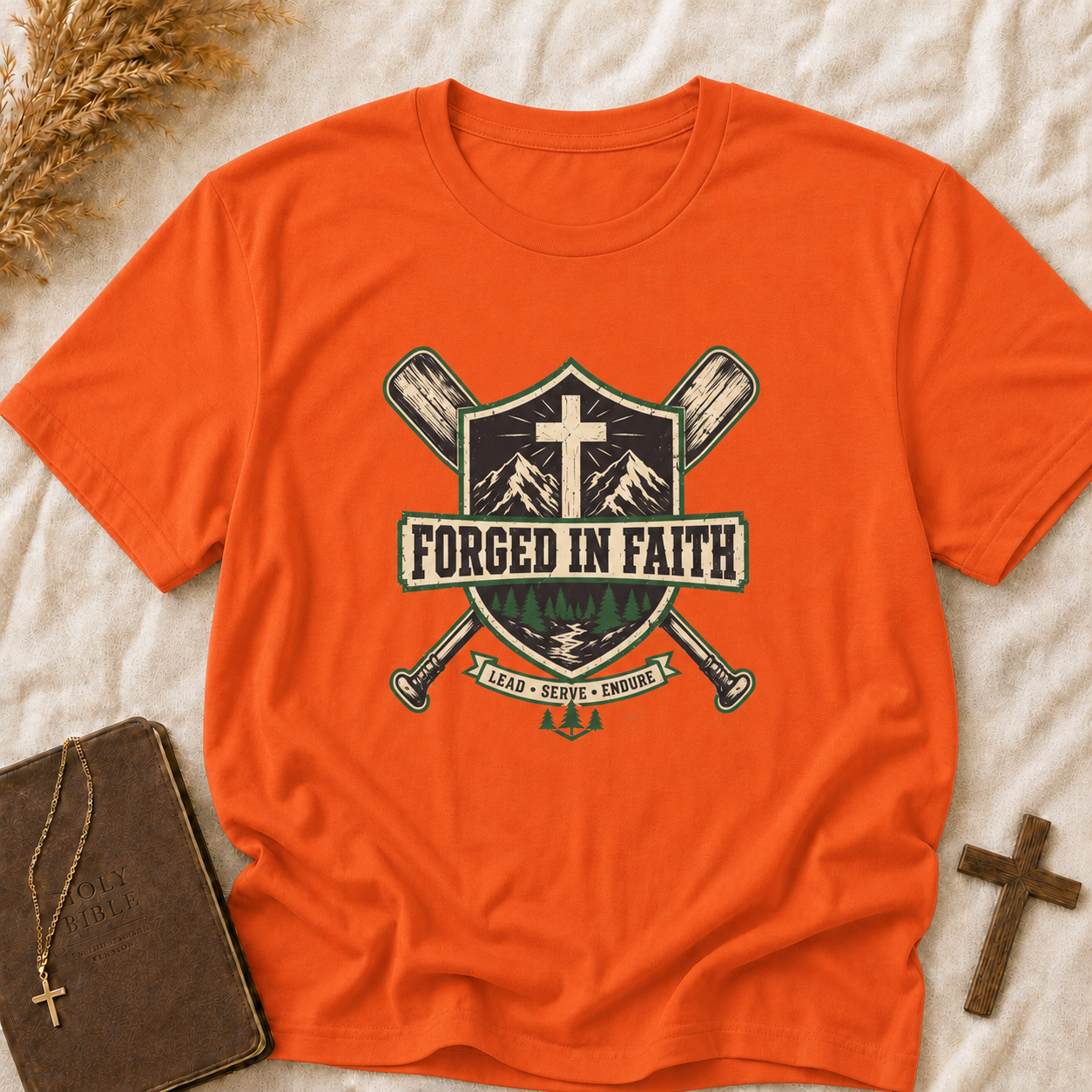 Forged in Faith Tee — Christian Outdoor Cross T-Shirt