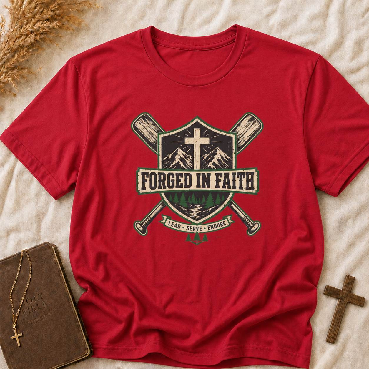 Forged in Faith Tee — Christian Outdoor Cross T-Shirt
