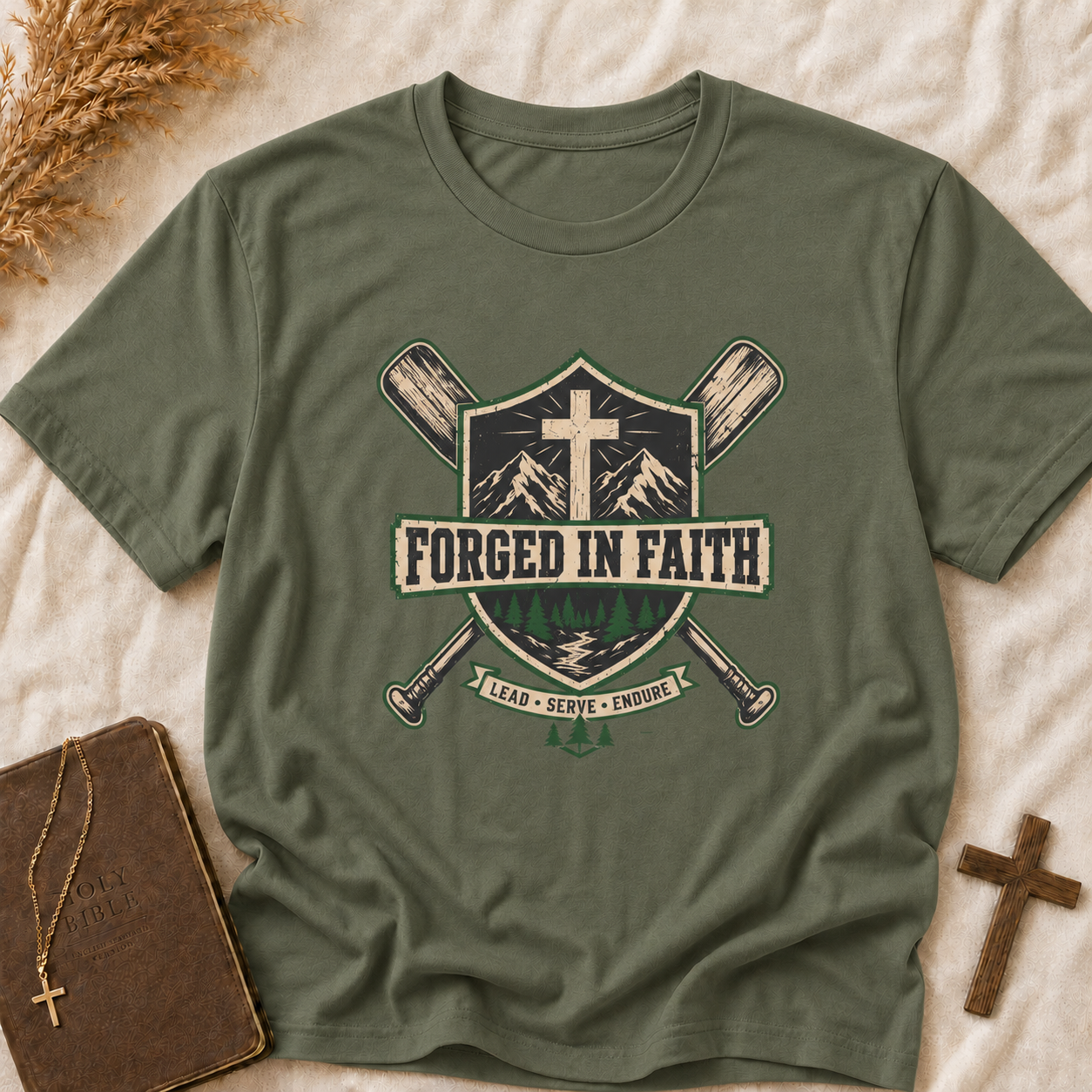 Forged in Faith Tee — Christian Outdoor Cross T-Shirt