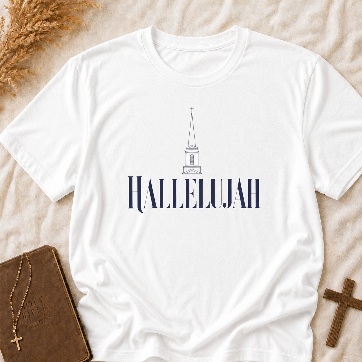 Hallelujah Church Steeple T-Shirt — Inspirational Christian Faith Tee