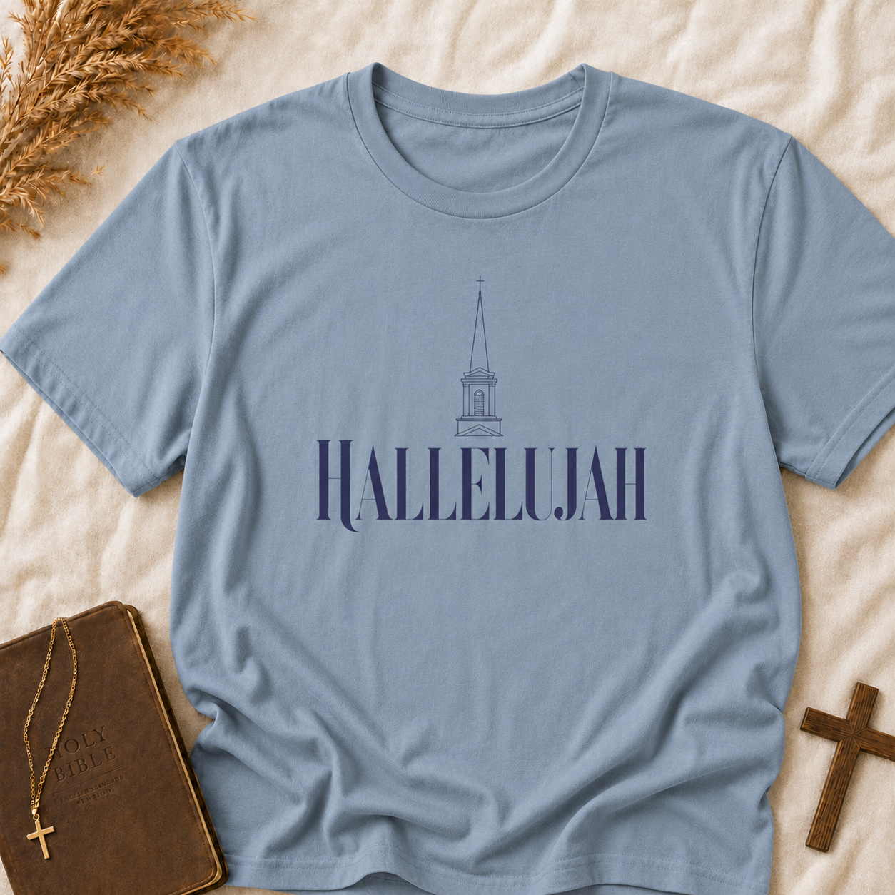 Hallelujah Church Steeple T-Shirt — Inspirational Christian Faith Tee