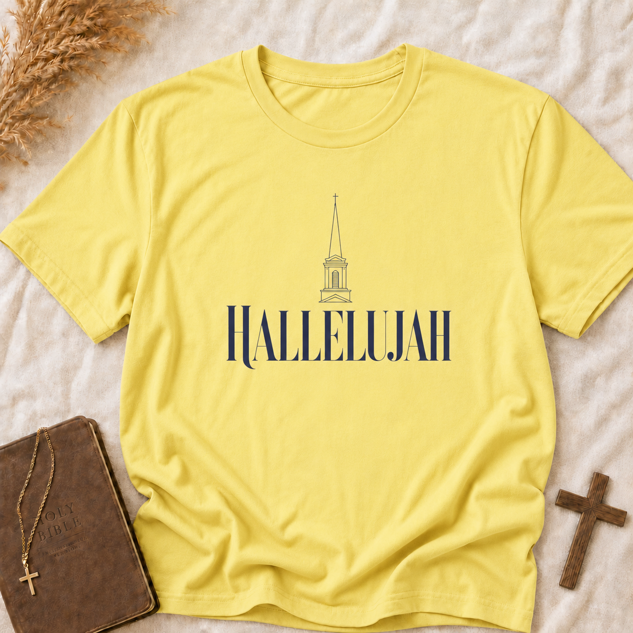 Hallelujah Church Steeple T-Shirt — Inspirational Christian Faith Tee