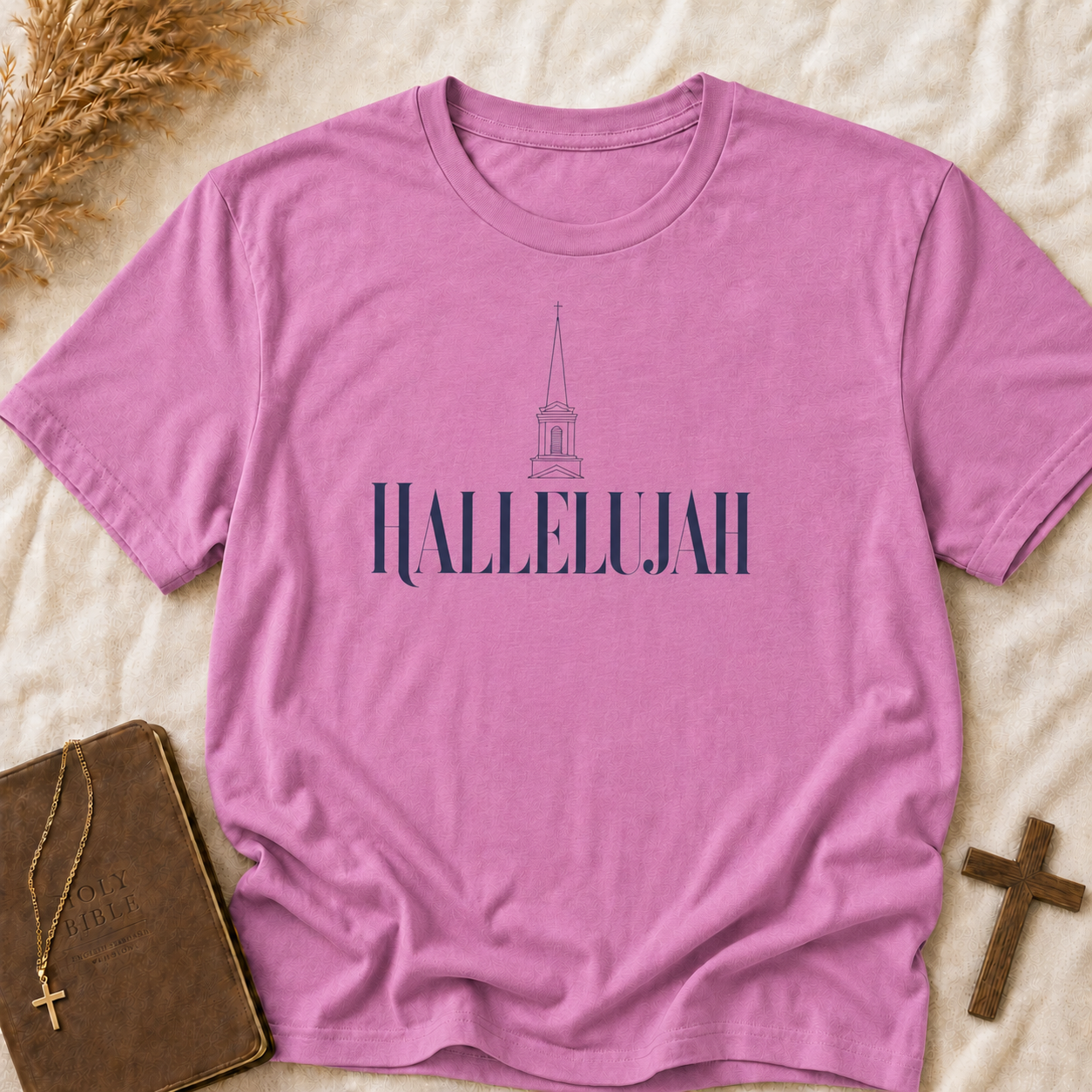 Hallelujah Church Steeple T-Shirt — Inspirational Christian Faith Tee