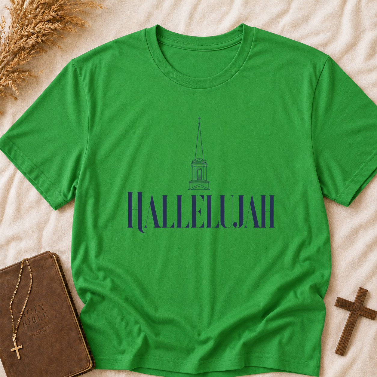 Hallelujah Church Steeple T-Shirt — Inspirational Christian Faith Tee