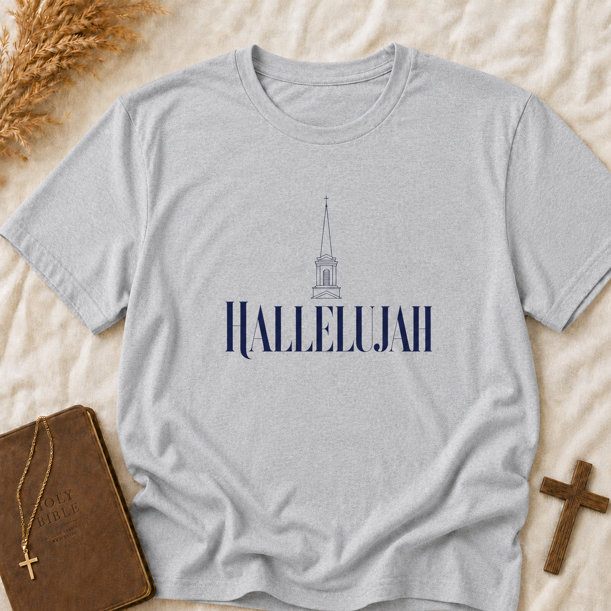Hallelujah Church Steeple T-Shirt — Inspirational Christian Faith Tee