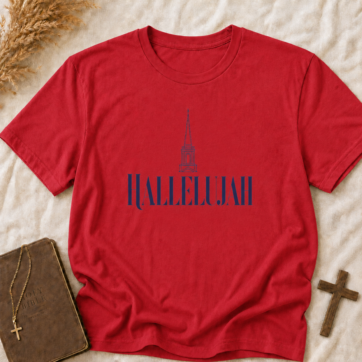 Hallelujah Church Steeple T-Shirt — Inspirational Christian Faith Tee