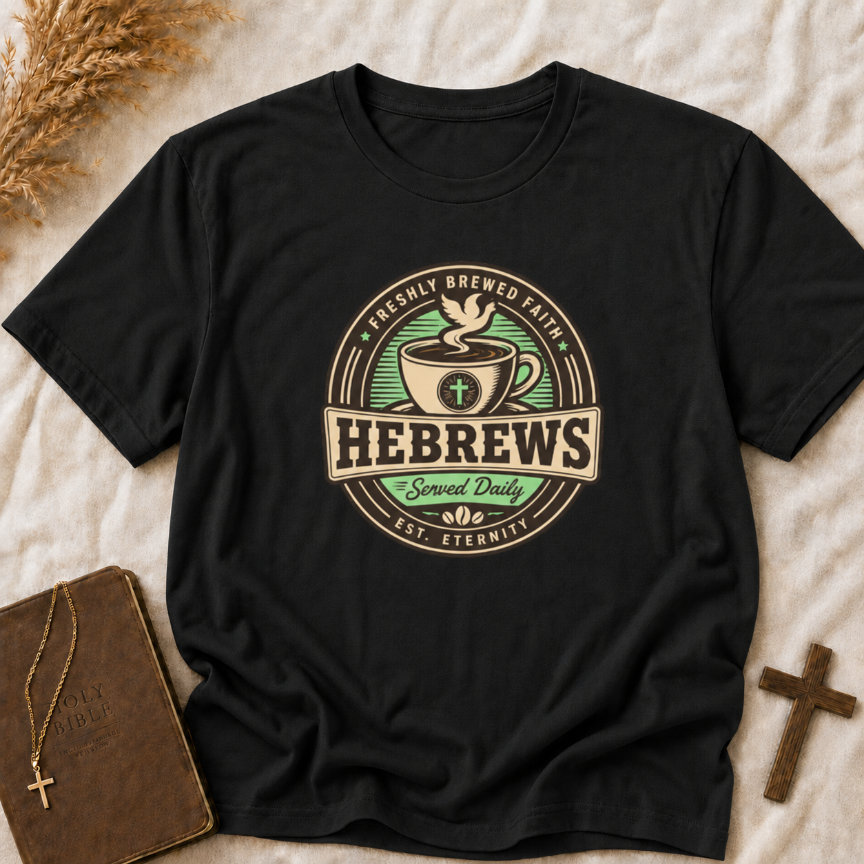 Hebrews Coffee Tee - "Served Daily" Vintage Café Christian T-Shirt