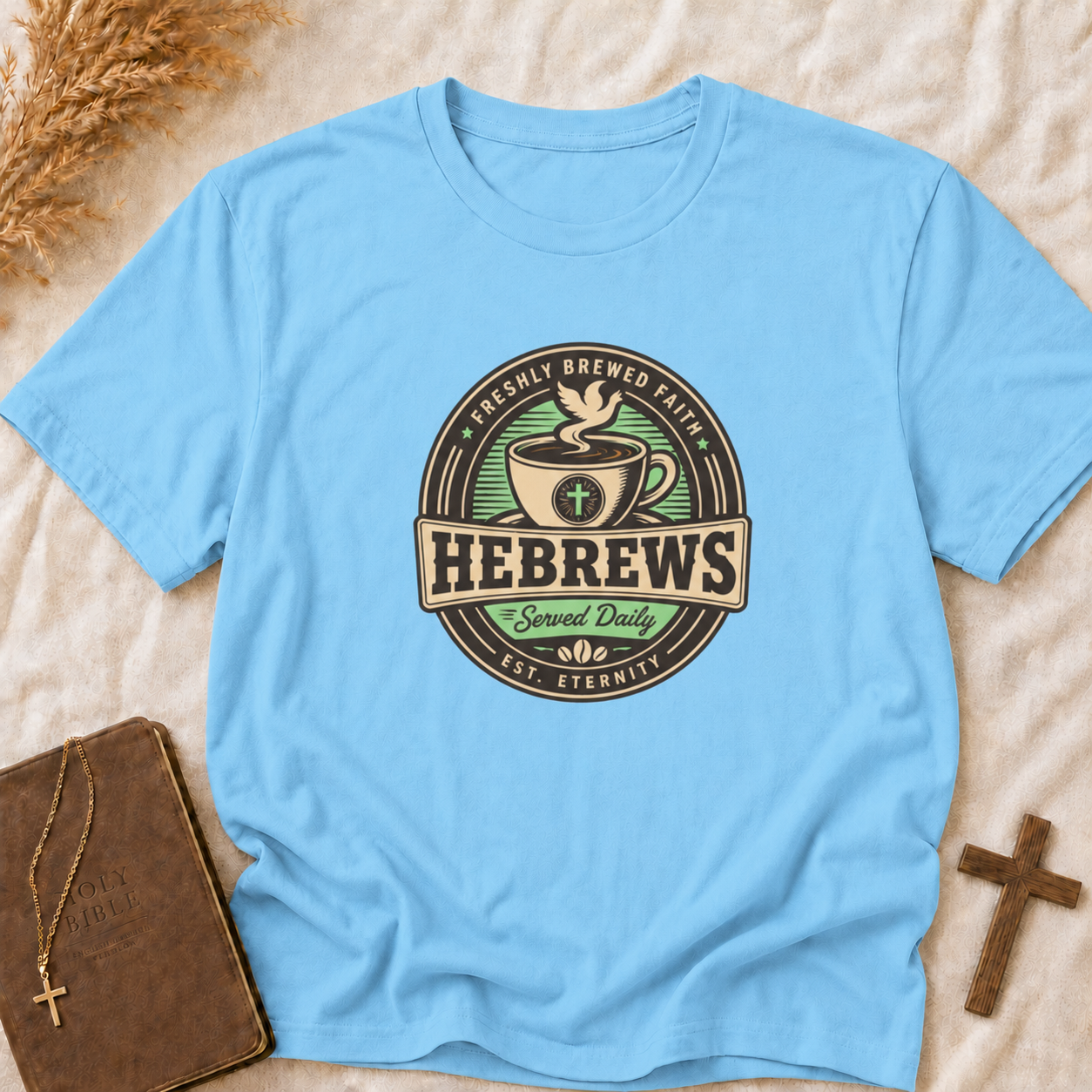 Hebrews Coffee Tee - "Served Daily" Vintage Café Christian T-Shirt