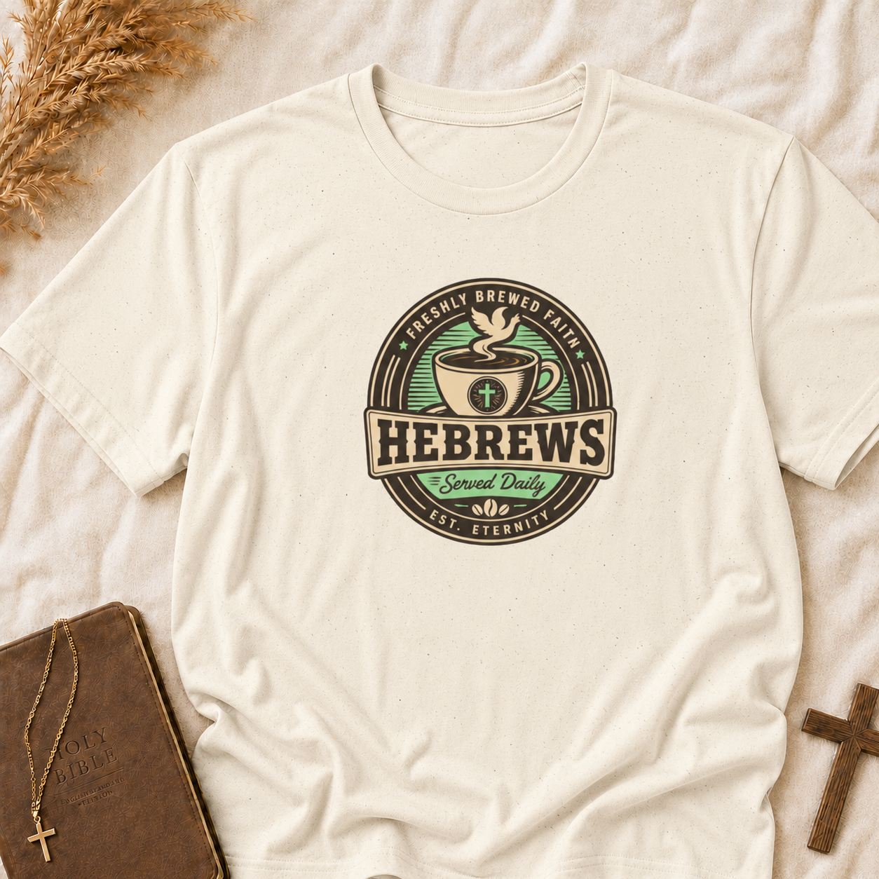 Hebrews Coffee Tee - "Served Daily" Vintage Café Christian T-Shirt
