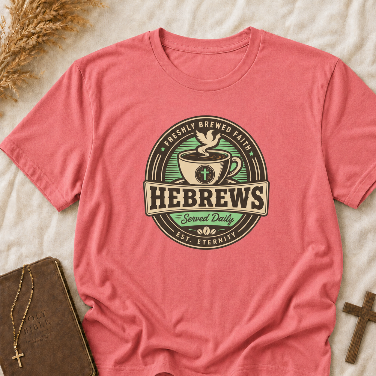 Hebrews Coffee Tee - "Served Daily" Vintage Café Christian T-Shirt