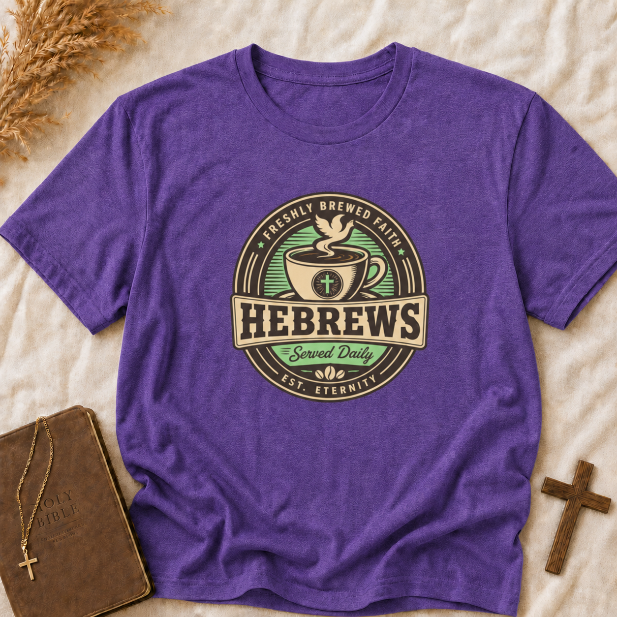 Hebrews Coffee Tee - "Served Daily" Vintage Café Christian T-Shirt