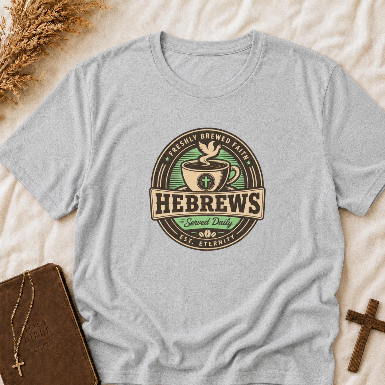 Hebrews Coffee Tee - "Served Daily" Vintage Café Christian T-Shirt